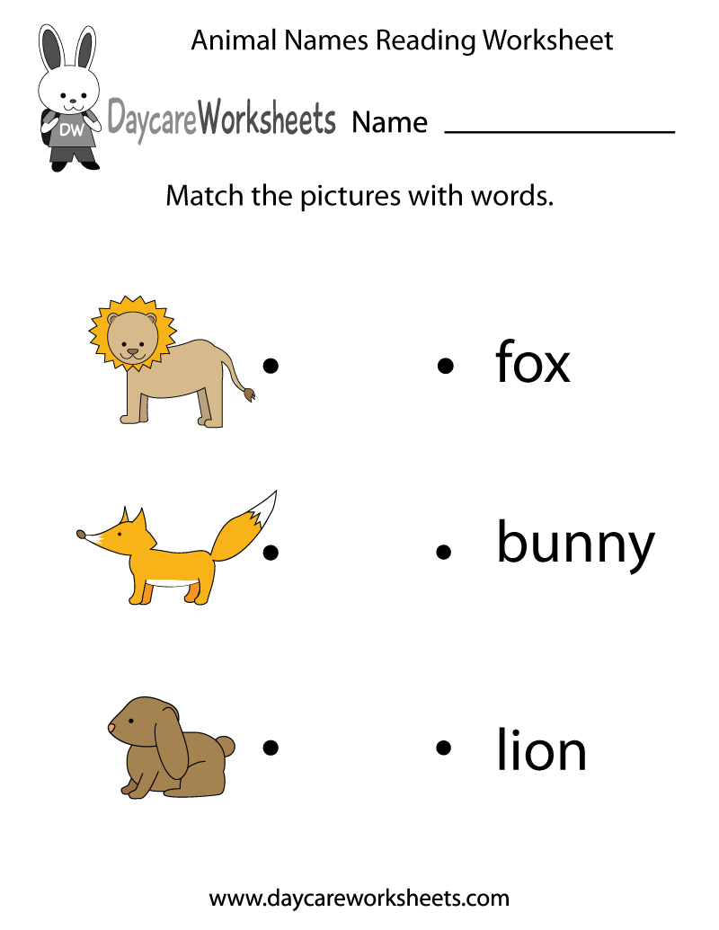 Free Printable Animal Words Reading Worksheet For Preschool with regard to Free Printable Animal Comprehension Worksheets