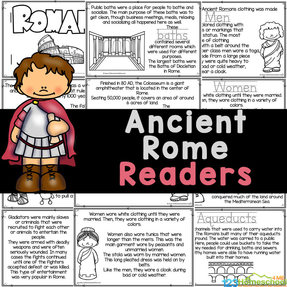 Free Printable Life In Ancient Rome History Reader For Kids for Roman History Reading Comprehension Worksheets