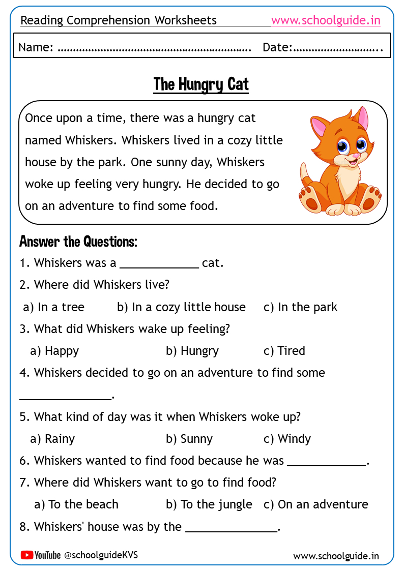 Free Printable Reading Comprehension Worksheets For Grade 1 with regard to Reading and Comprehension Worksheet Yr1