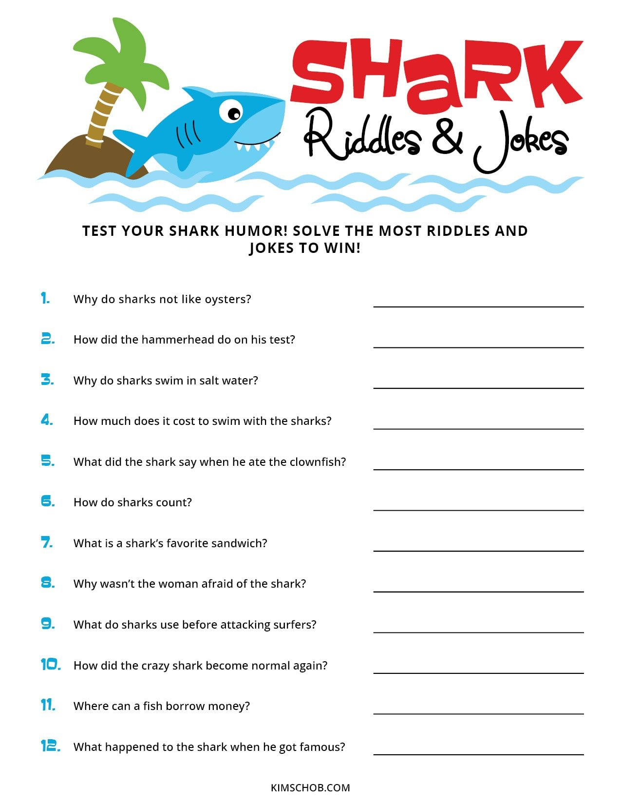 Free Shark Week Printables For Kids (Download Pages) - Kim Schob in Free Shark Reading Comprehension Worksheets