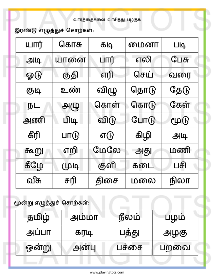 Tamil Primary Reading Comprehension Passages Worksheets