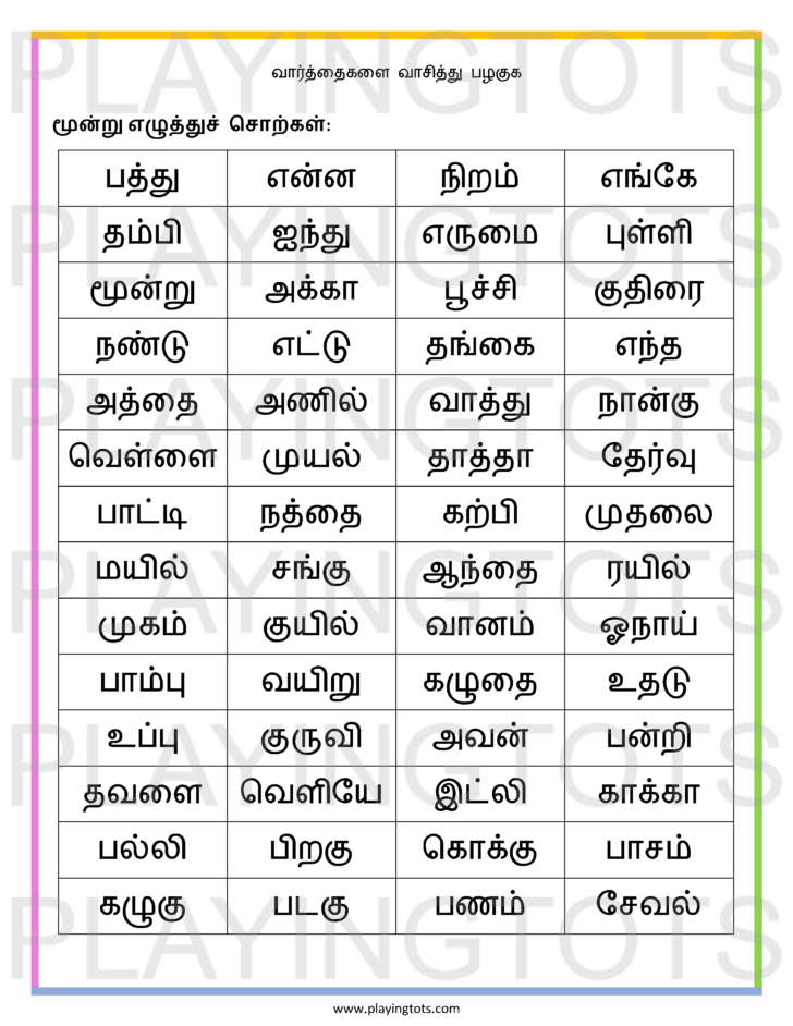 Tamil Prose Comprehension Worksheets