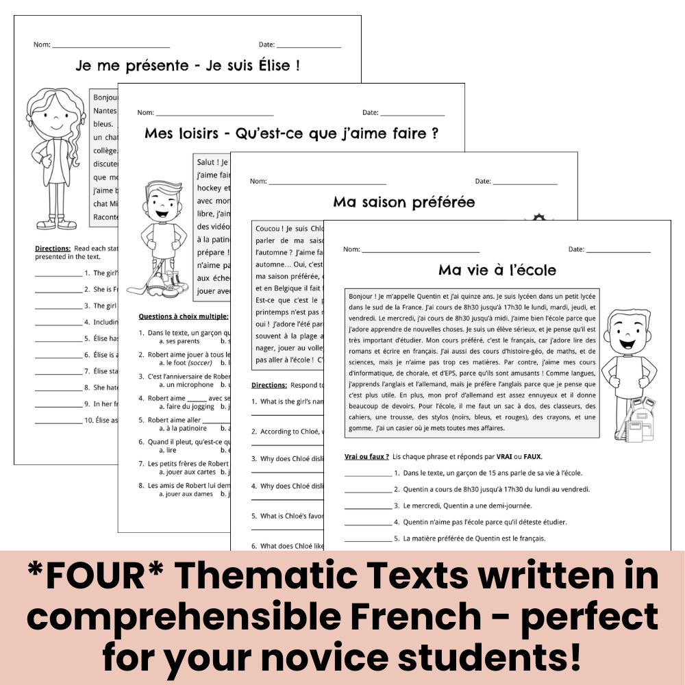 French Reading Comprehension For Novices (Part 1) - Compréhension with Free Printable French Reading Comprehension Worksheets