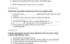 Friday The 13Th Reading For Detail (…: English Esl Worksheets Pdf pertaining to Superstition Reading Comprehension Worksheets Middle School
