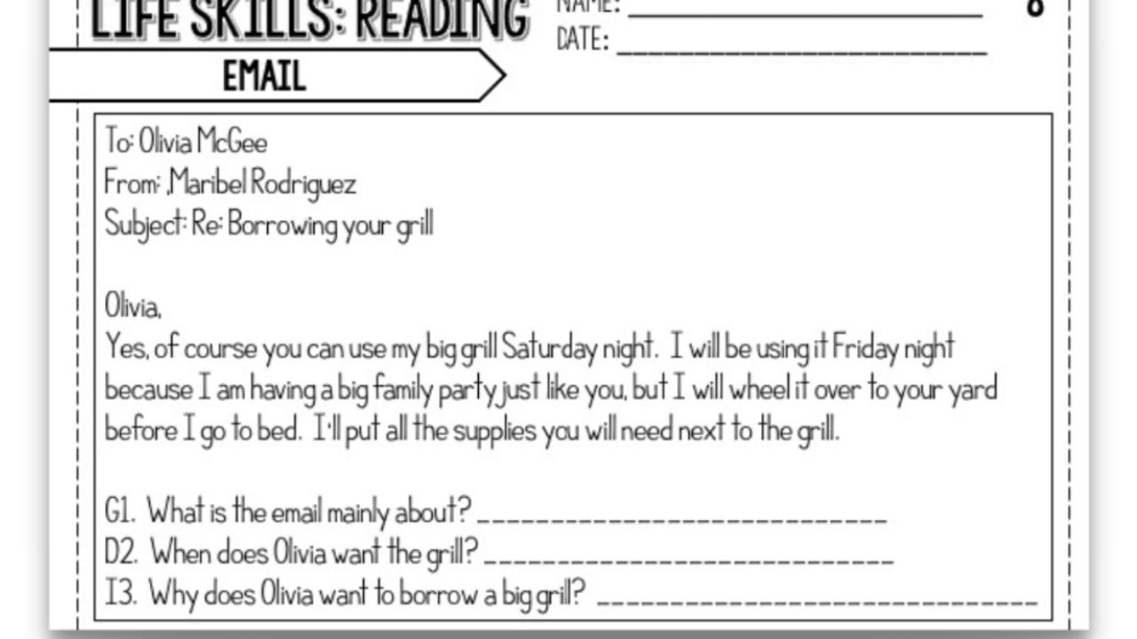 Functional Reading Comprehension Worksheets For Hs And Transition in Functional Reading Comprehension Worksheets