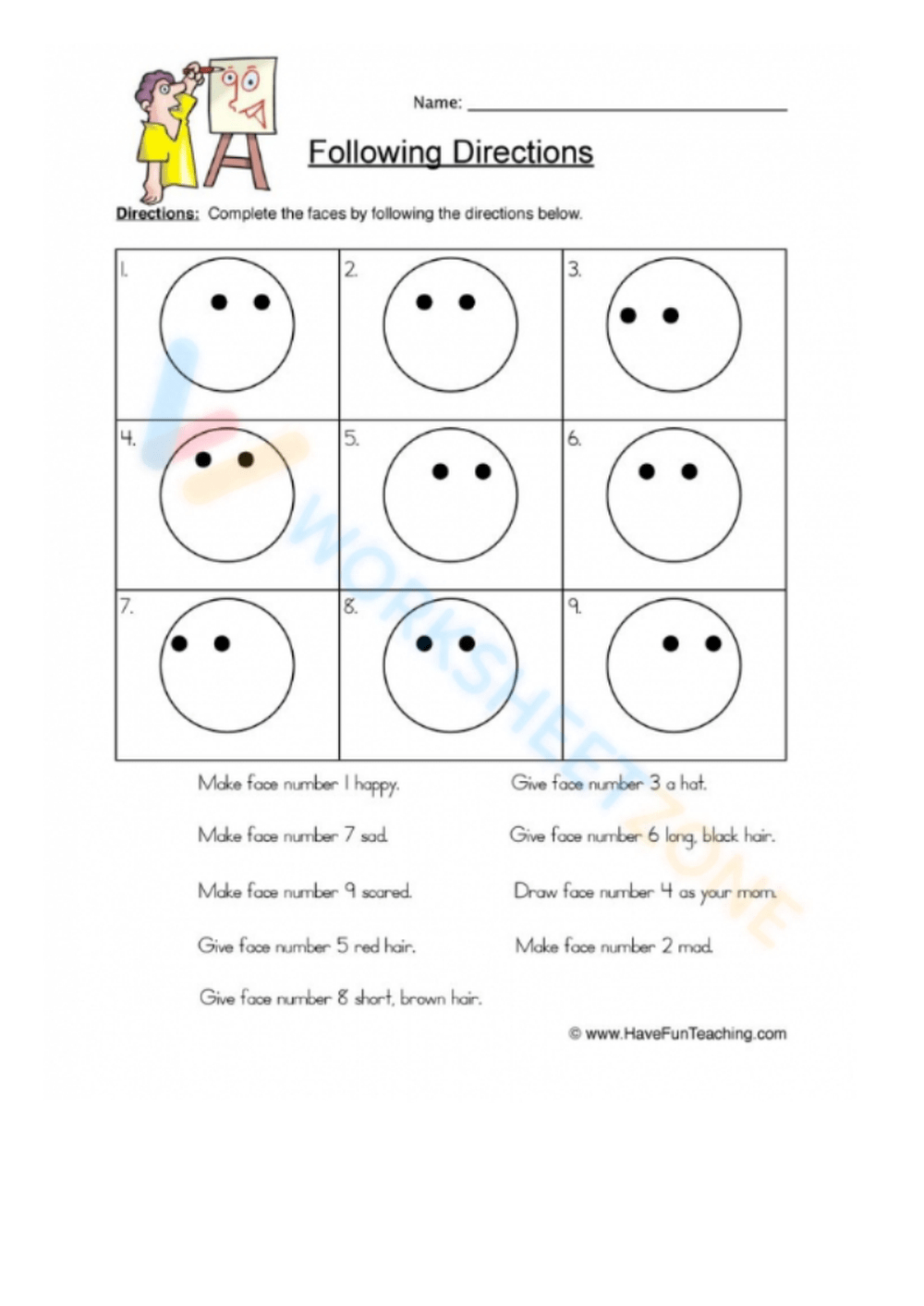 Grade 1 Following Directions Worksheets inside Following Directions Reading Comprehension Worksheets