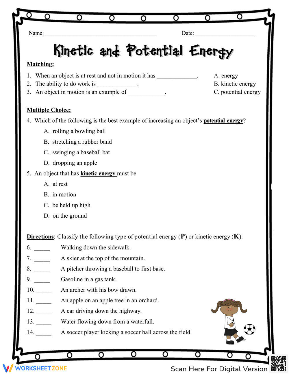 Grade 4 Kinetic And Potential Energy Worksheets &amp;amp; Printable in Potential and Kinetic Energy Reading Comprehension Worksheet