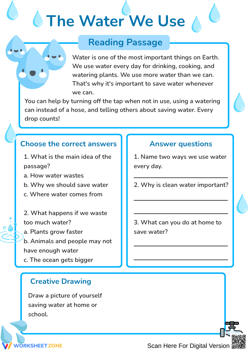 Grade 4 Water Worksheets for Water Reading Comprehension Worksheets