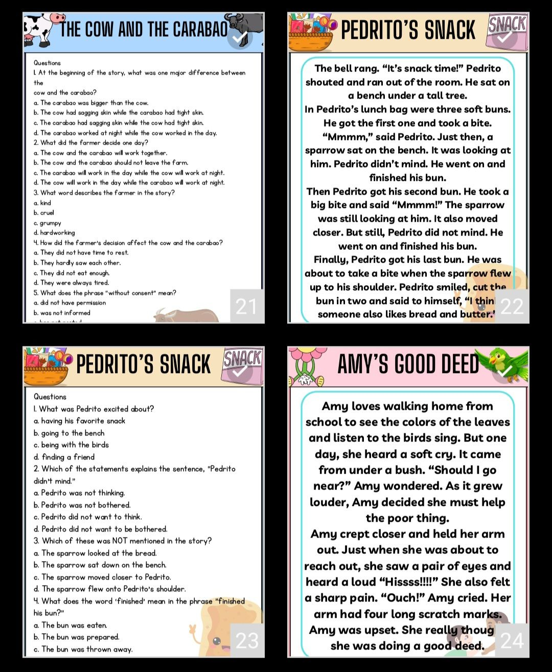 Grade 5- English &amp;amp; Filipino Reading Materials with Reading Comprehension Worksheet Filipino 5