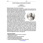 Grade 6 Reading Comprehension Worksheets: Aristotle, King Lear With Regard To Grade 6 Reading Comprehension Worksheet King Lear