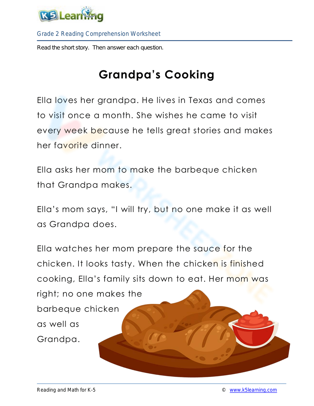 Grandpa&amp;#039;S Cooking: Fun Reading Comprehension Worksheet with regard to Cooking Reading Comprehension Worksheets