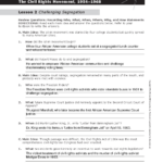 Guided Reading Activity: The Civil Rights Movement (Lesson 2 Inside Civil Rights Movement Reading Comprehension Worksheets