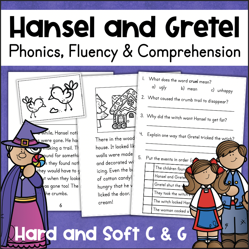 Hansel &amp;amp; Gretel Hard And Soft C &amp;amp; G Decodable Reader &amp;amp; Worksheets throughout Hansel and Gretel Reading Comprehension Worksheets Grade 4