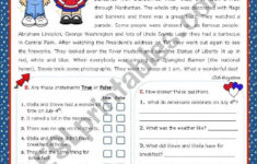 Happy 4Th July" Series (4) - Reading Comprehension - Esl Worksheet throughout 4Th Of July Reading Comprehension Worksheet