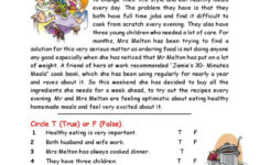 Healthy Homemade Food Reading For De…: English Esl Worksheets Pdf with regard to Reading Comprehension Worksheet About Food