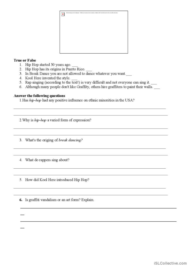 Hip Hop Reading For Detail (Dee…: English Esl Worksheets Pdf &amp;amp; Doc within Hip Hop Reading Comprehension Worksheets