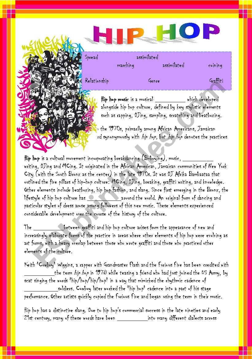 Hip Hop °°°°: Reading, Questions, Hip Hop Fashion - Esl Worksheet in Hip Hop Reading Comprehension Worksheets