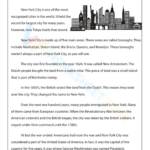 History Of New York City Worksheet Intended For New York Reading Comprehension Worksheets