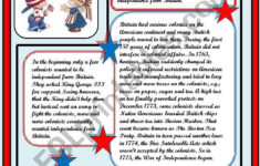 Independence Day 4 July Reading Comprehension 2Pages - Esl in Independence Day Reading Comprehension Worksheet