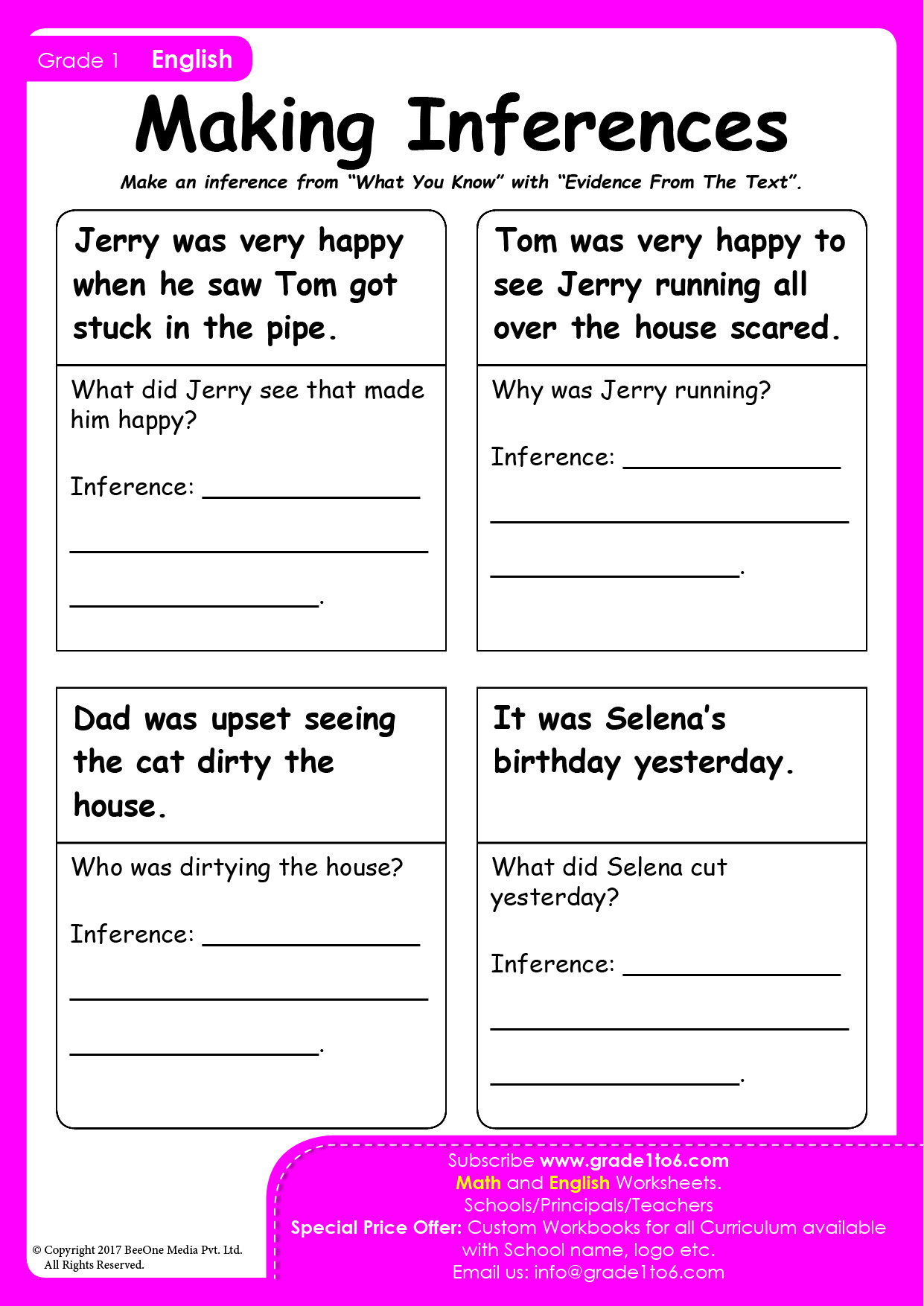 Inference Worksheets | Pyp Ib Grade 1 pertaining to Making Inferences Reading Comprehension Worksheet