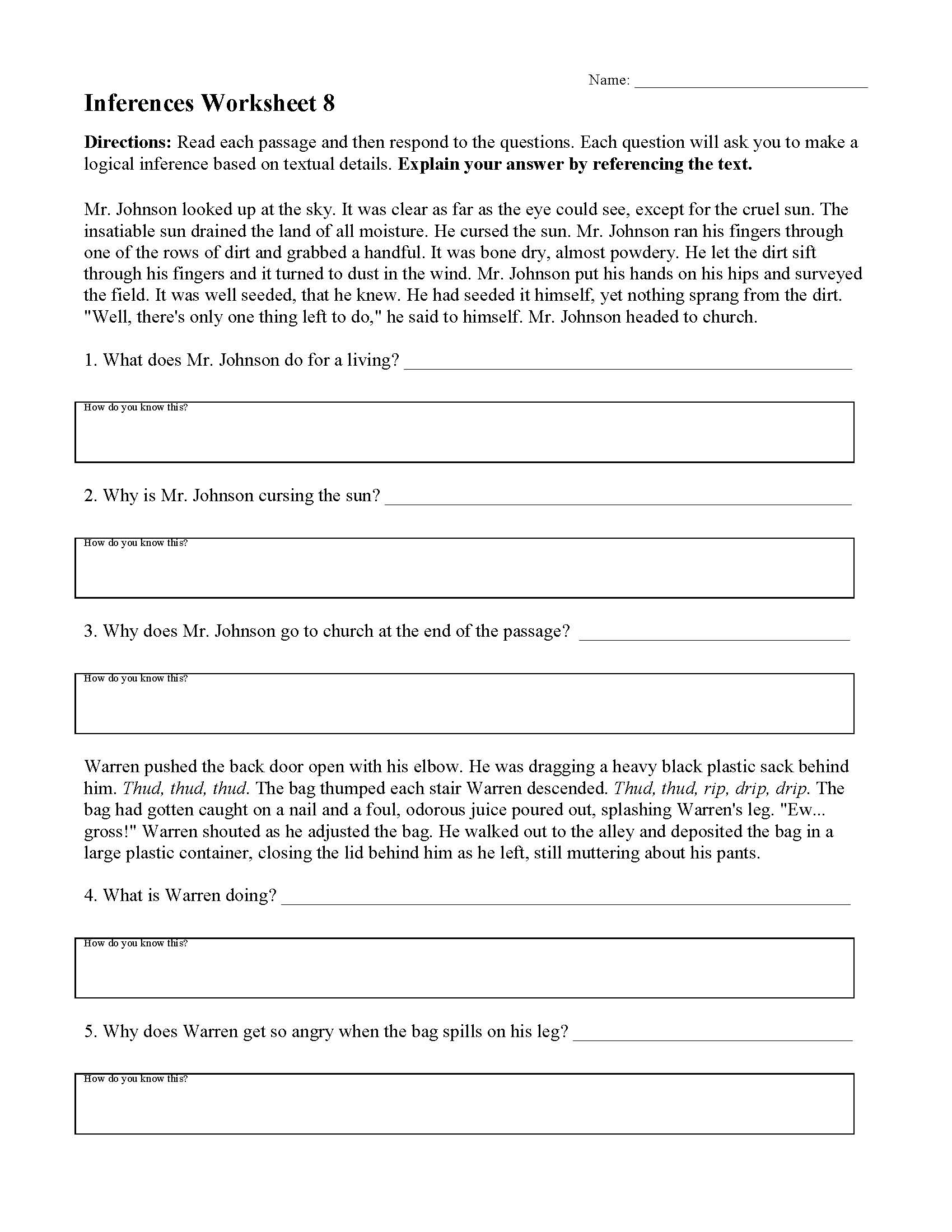 Inferences Worksheets | Reading Activities throughout Ks3 Comprehension Worksheets