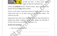 Insects Reading Comprehension - Esl Worksheetlcaste22 throughout Insect Reading Comprehension Worksheets