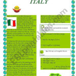 Italy Reading Comprehension; The Superlative Of Adjectives   Esl Regarding Italian Reading Comprehension Worksheets