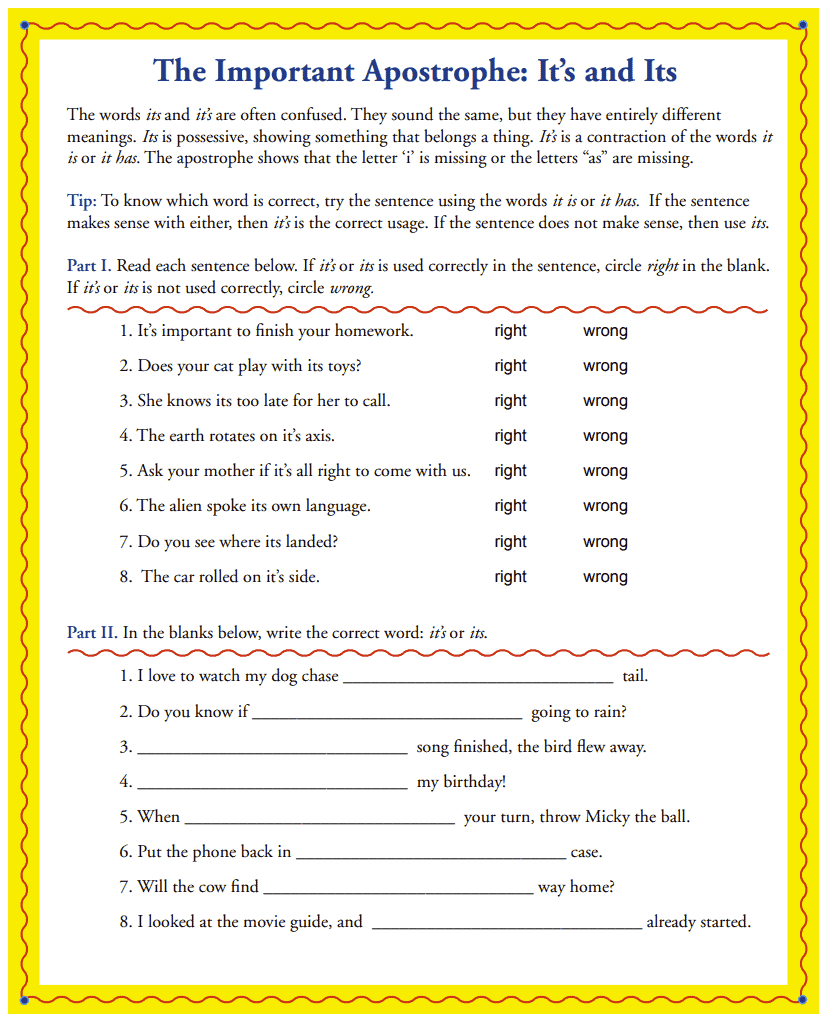 It&amp;#039;S And Its | Apostrophe Worksheet intended for K12reader Comprehension Worksheets