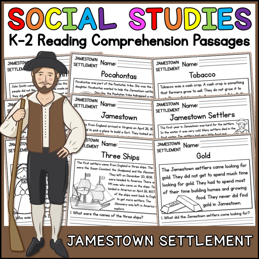 Jamestown Settlement Social Studies Reading Comprehension Passages inside Jamestown Reading Comprehension Passages Worksheets