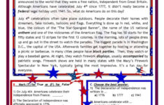 July 4Th - Happy Birthday America Re…: English Esl Worksheets Pdf throughout 4Th Of July Reading Comprehension Worksheet