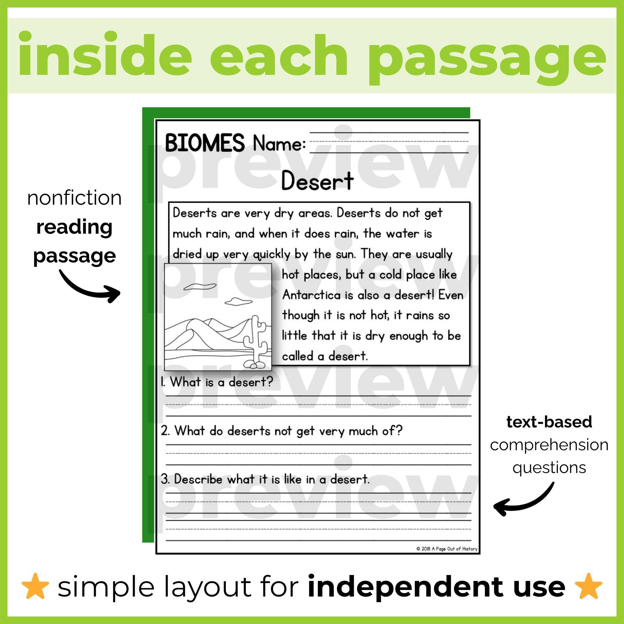 K-2 Reading Practice 1St 2Nd Grade | Biomes Passages &amp;amp; Questions in Biomes Of The World Reading Comprehension Worksheets