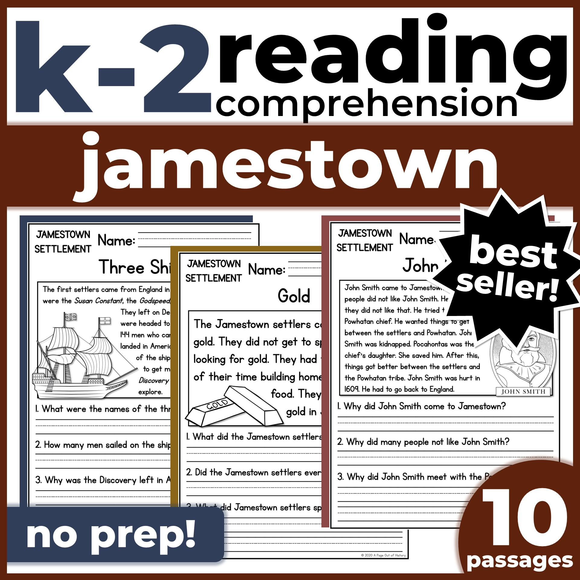 K-2 Reading Practice 1St 2Nd Grade | Jamestown Settlement Passages pertaining to Jamestown Reading Comprehension Passages Worksheets