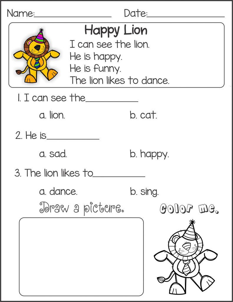 Kindergarten English Worksheets - Best Coloring Pages For Kids intended for Kindergarten Worksheets Reading Comprehension