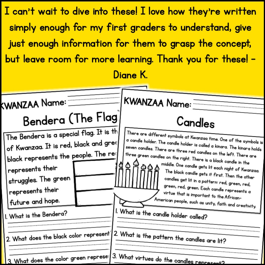 Kwanzaa Holidays Reading Comprehension Passages K-2 - Classful for Kwanzaa Reading Comprehension Worksheets