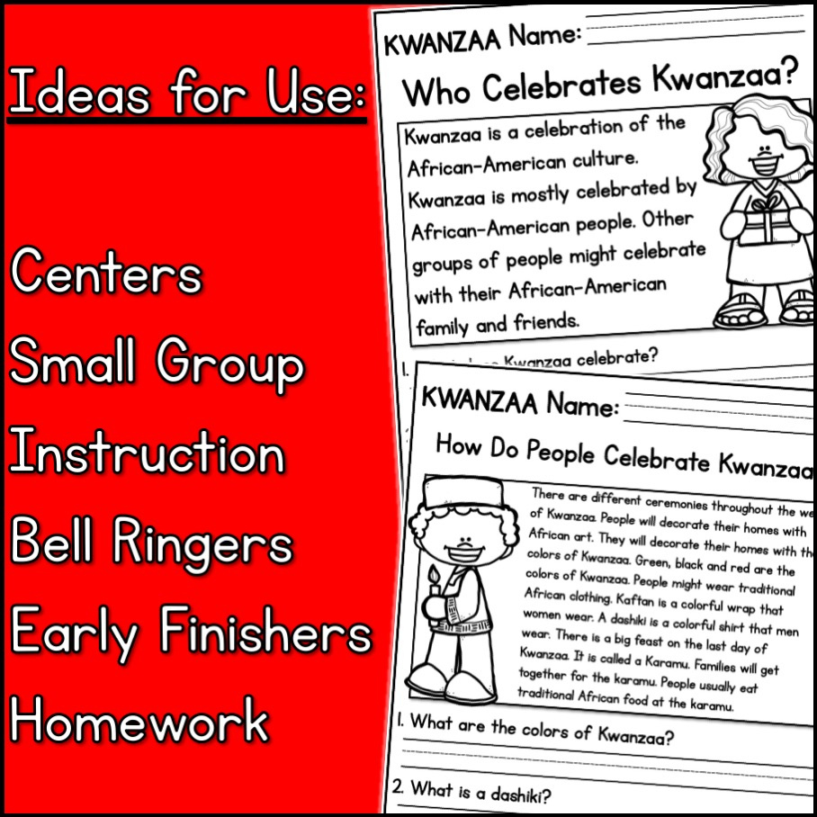 Kwanzaa Holidays Reading Comprehension Passages K-2 - Classful intended for Kwanzaa Reading Comprehension Worksheets