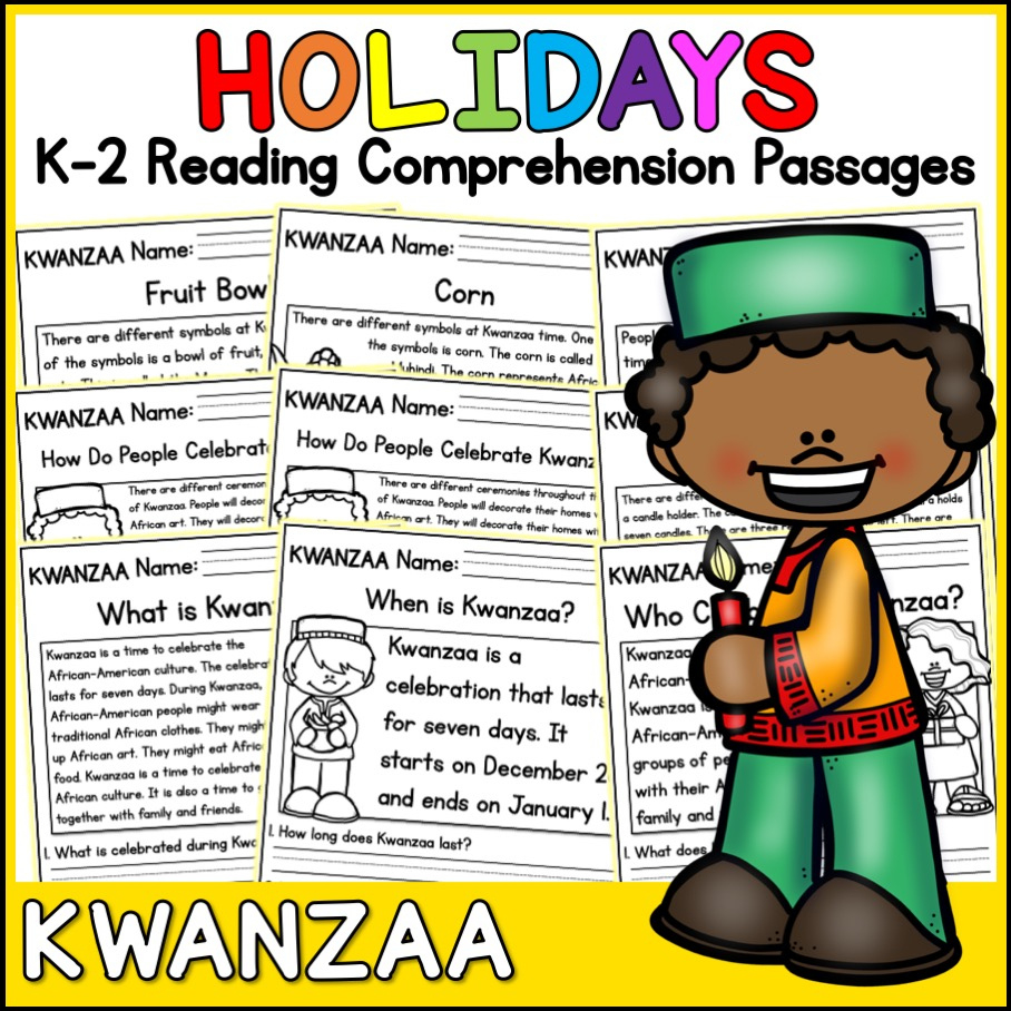 Kwanzaa Holidays Reading Comprehension Passages K-2 | Madeteachers pertaining to Kwanzaa Reading Comprehension Worksheets