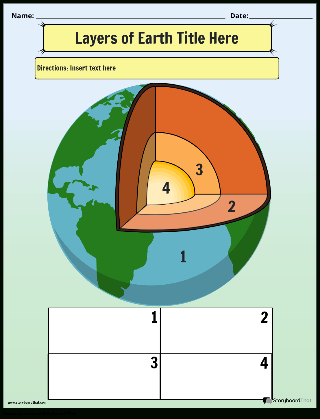 Layers Of Earth Worksheets: Free From Storyboard That within Structure Of Earth Reading Comprehension Worksheets