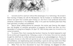 Leonardo Da Vinci- The Modern Man (Biographical Passage And for Leonardo Da Vinci Reading Comprehension Worksheet