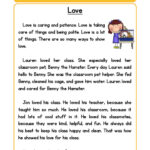 Love Character Reading Comprehension Worksheet   Have Fun Teaching Pertaining To Teacher Worksheets Reading Comprehension