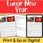 Lunar New Year | Chinese New Year Reading Passage Print & Digital Inside Chinese Culture Stories Comprehension Worksheets Grade 3