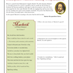 Macbeth Reading Comprehension Worksheet Regarding Shakespeare Reading Comprehension Worksheets Free