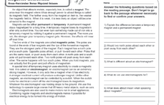 Magnetic Attraction Reading Comp. Worksheet: 4Th Grade Science pertaining to Magnet Reading Comprehension Worksheets