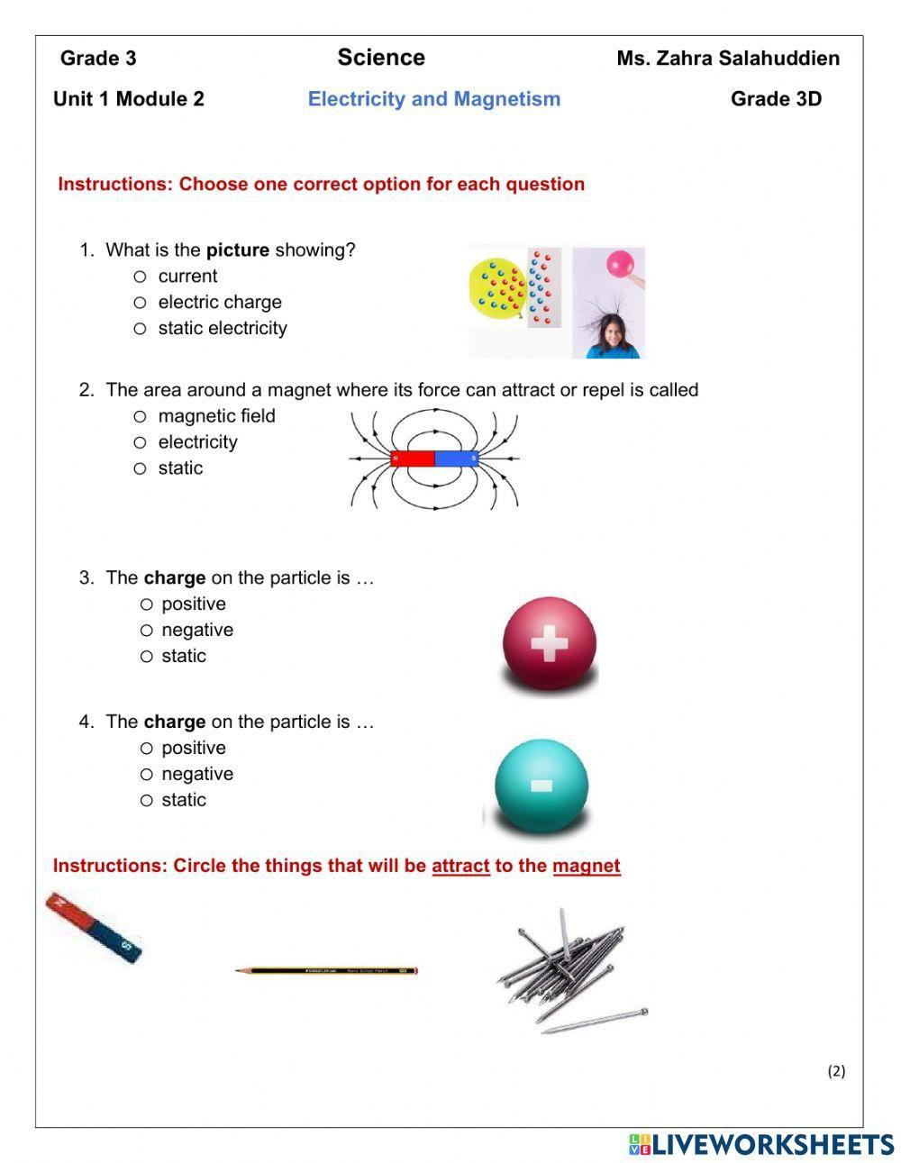 Magnetism And Electricity 4Th Grade Worksheets Clearance inside Science Reading Comprehension Worksheet Magnetism And Electricity