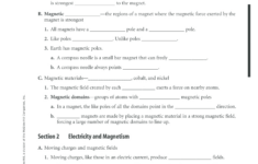 Magnetism Worksheets For Middle School 2025 throughout Reading Comprehension Worksheet Magnetism Answer Key
