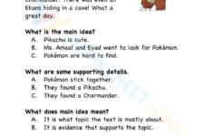Main Idea: Finding Pokemon Worksheet within Pokemon Reading Worksheets