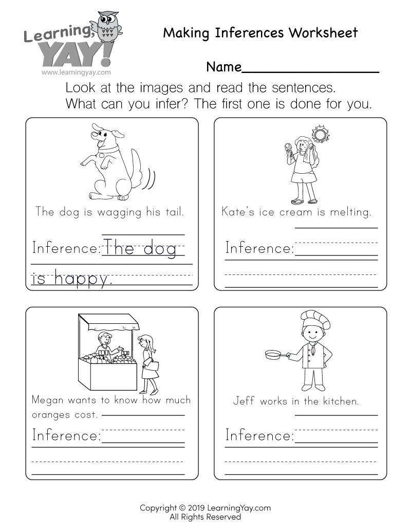 Making Inferences Worksheet For 1St Grade (Free Printable) throughout Making Inferences Reading Comprehension Worksheet