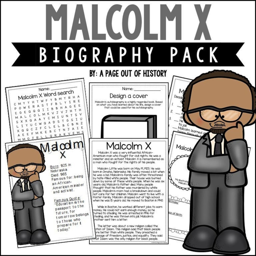 Malcolm X Biography Activities For 3Rd 4Th 5Th Grade | No Prep with Malcolm X Reading Comprehension Worksheets