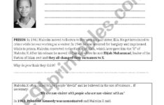 Malcolm X - Biography - Esl Worksheetmimmel32 throughout Malcolm X Reading Comprehension Worksheets