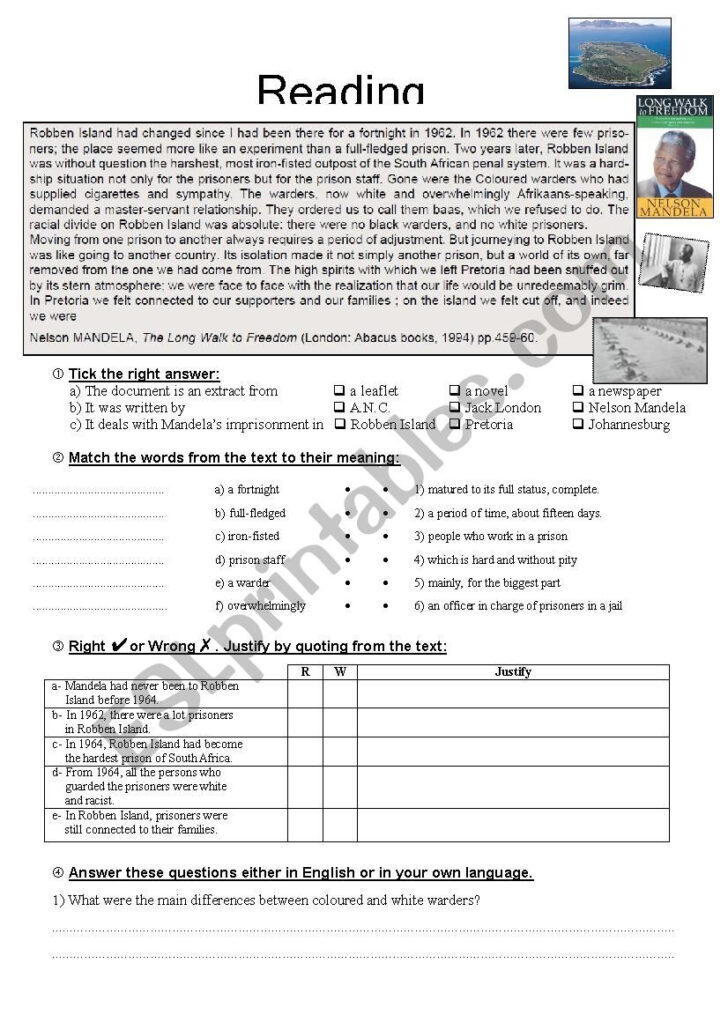 Nelson Mandela Reading Comprehension Worksheets Nelson Mandela Reading Comprehension Worksheets