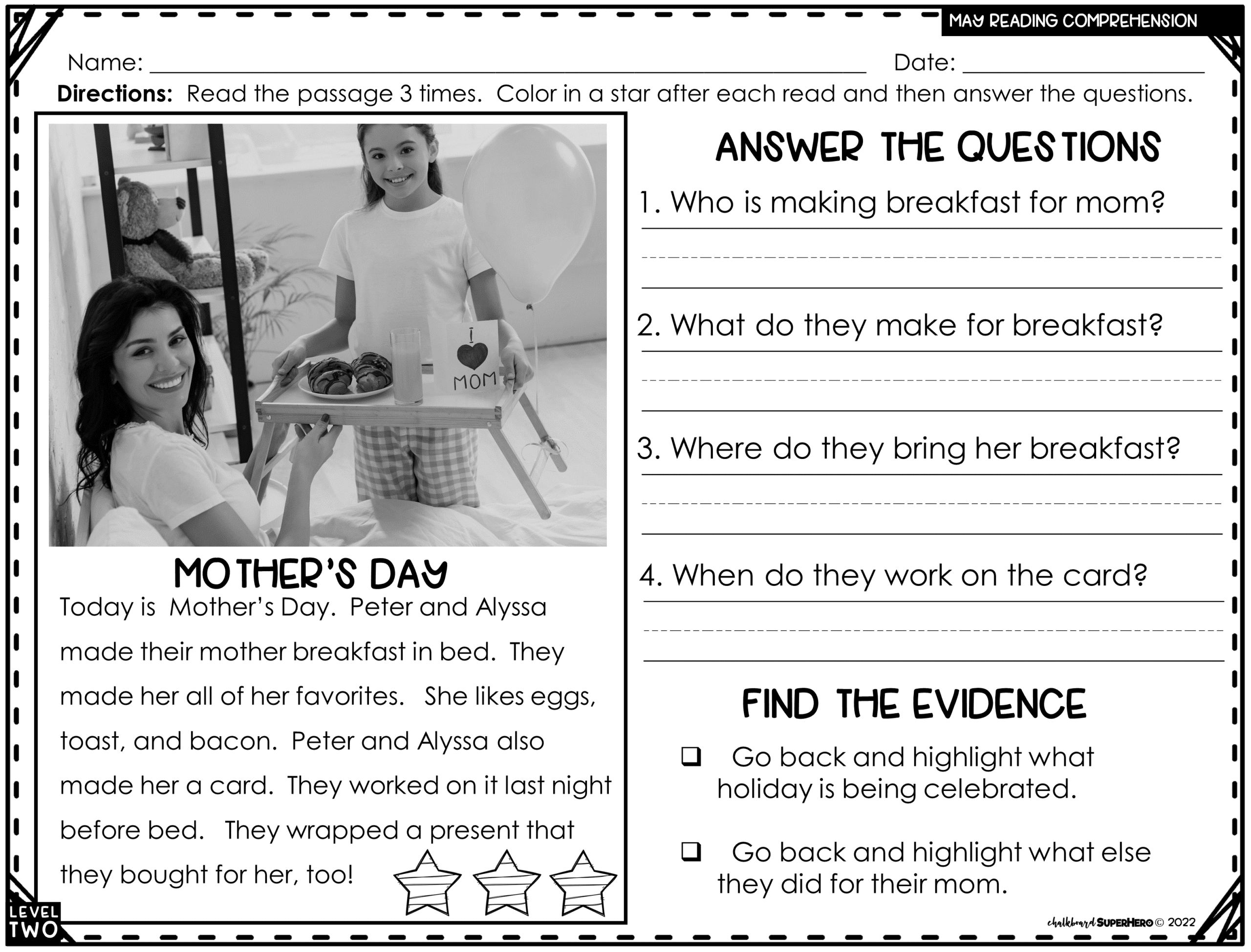 May Reading Comprehension Answering Wh Questions: 3 Levels {Real with May Reading Comprehension Worksheets